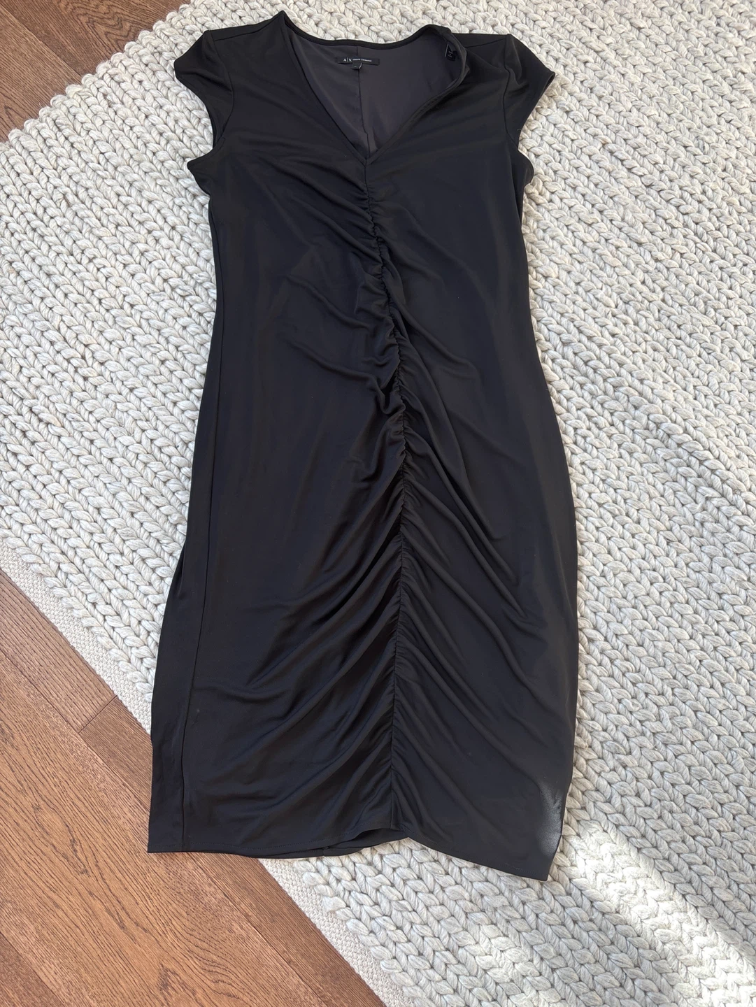 Armani Exchange Ruched V-Neck Black Dress - XL - photo 2
