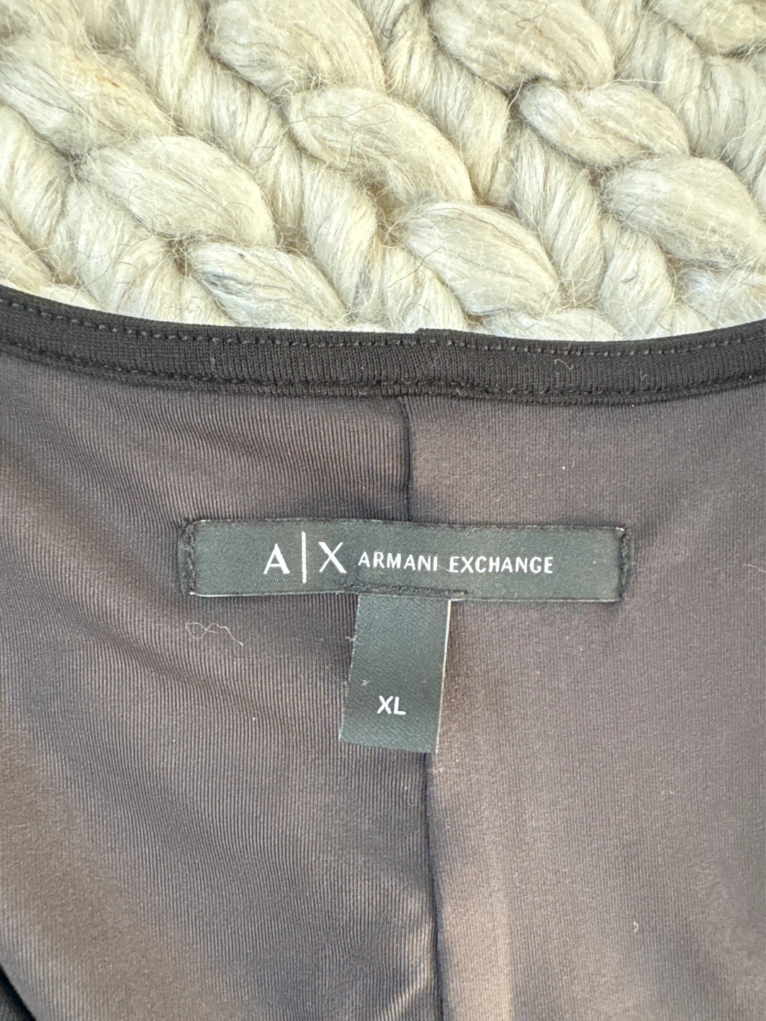 Armani Exchange Ruched V-Neck Black Dress - XL