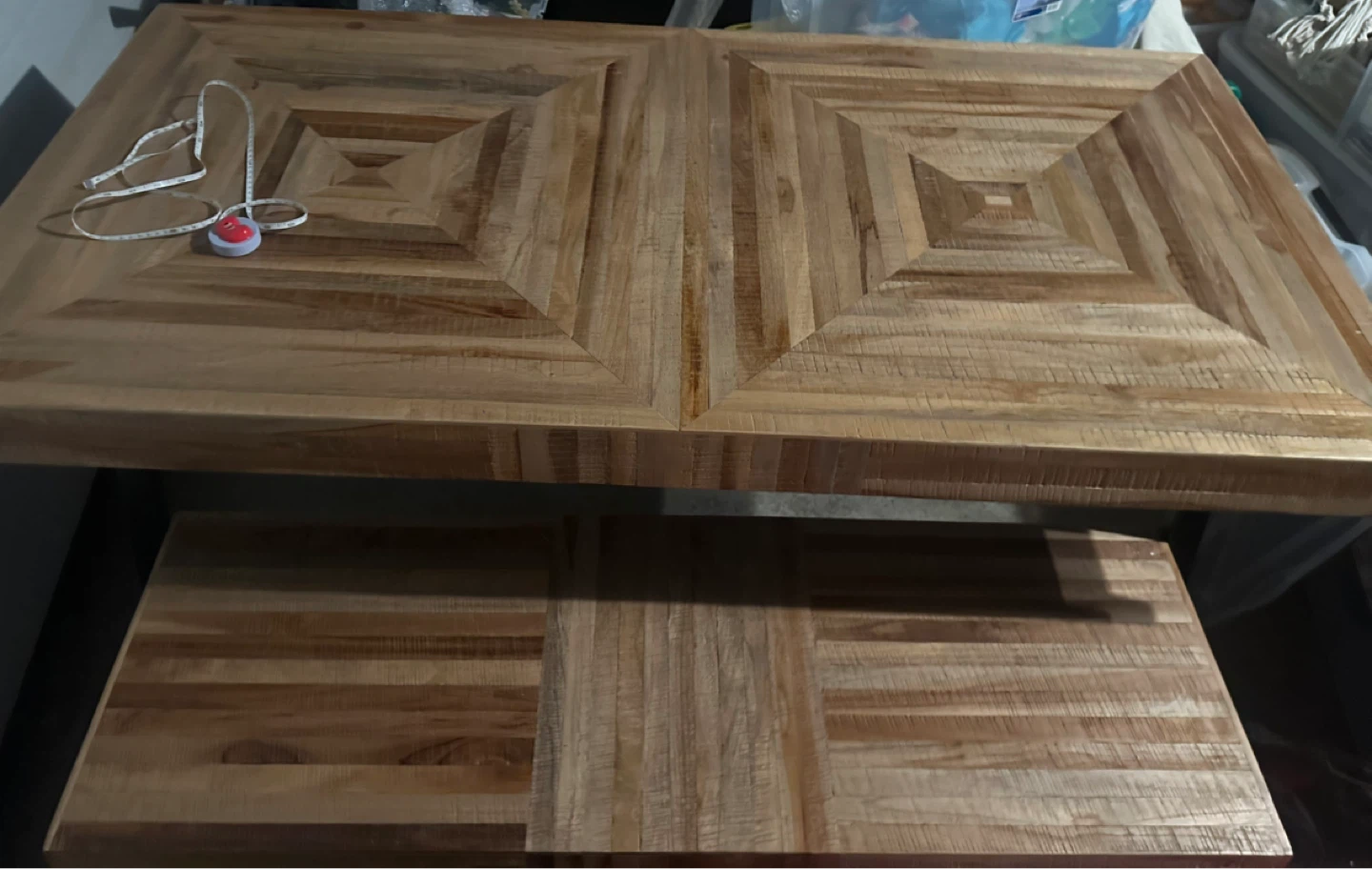 Solid Wood Dining Table with Geometric Pattern - photo 2