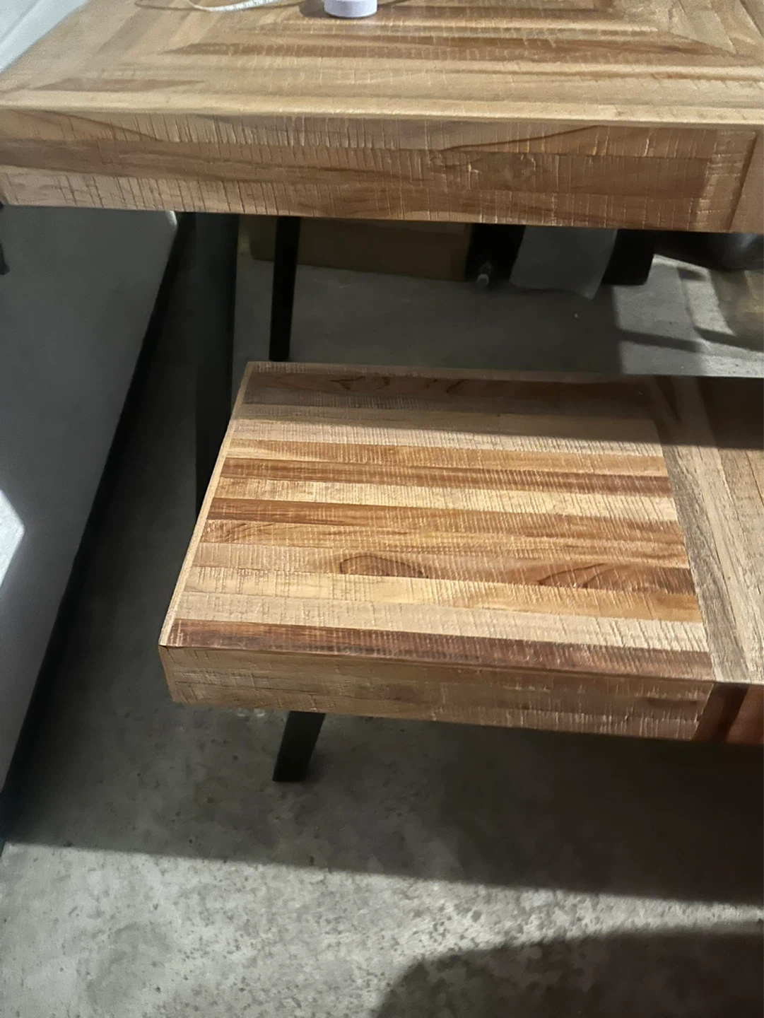 Solid Wood Dining Table with Geometric Pattern