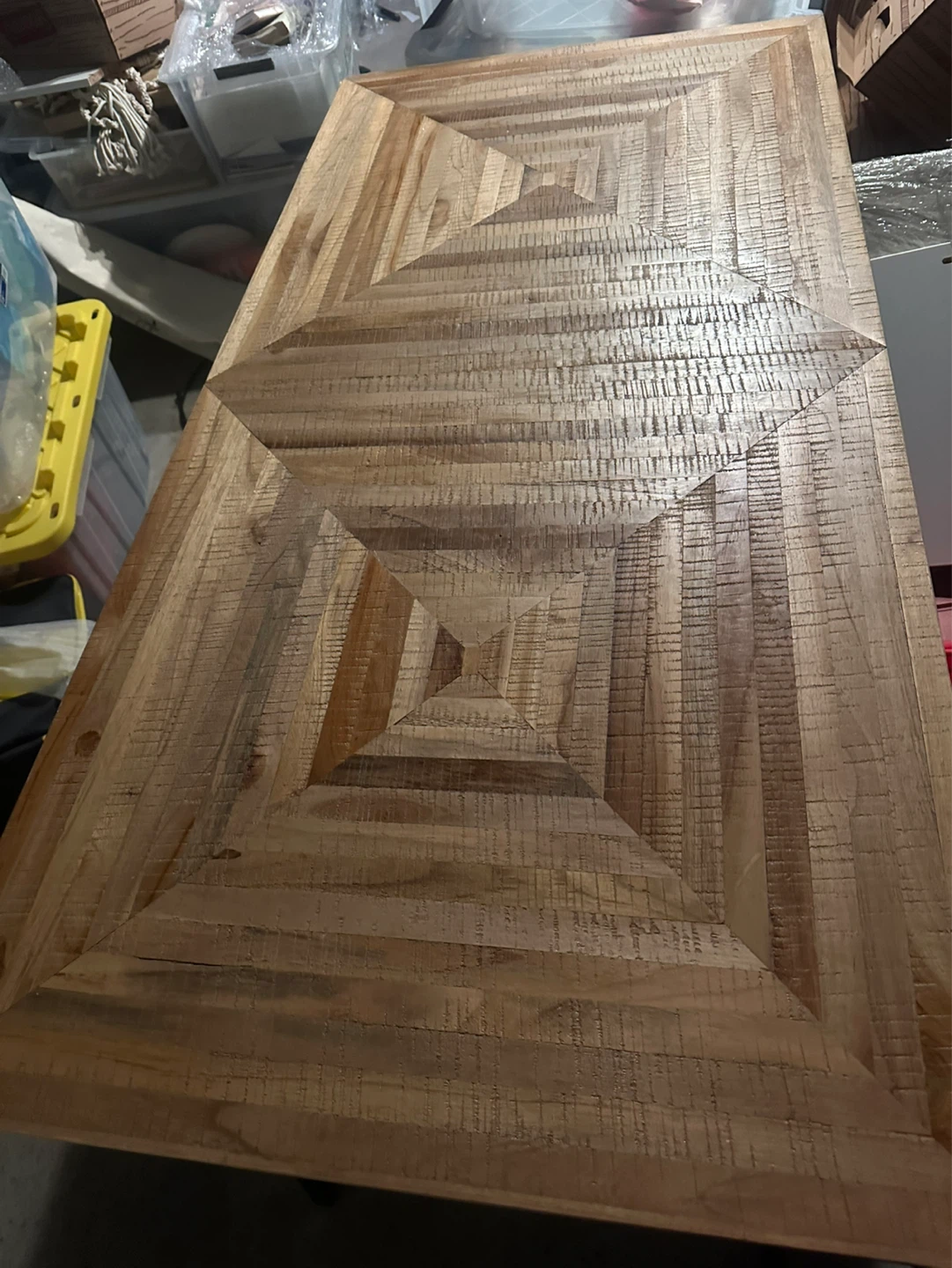 Solid Wood Dining Table with Geometric Pattern - photo 5