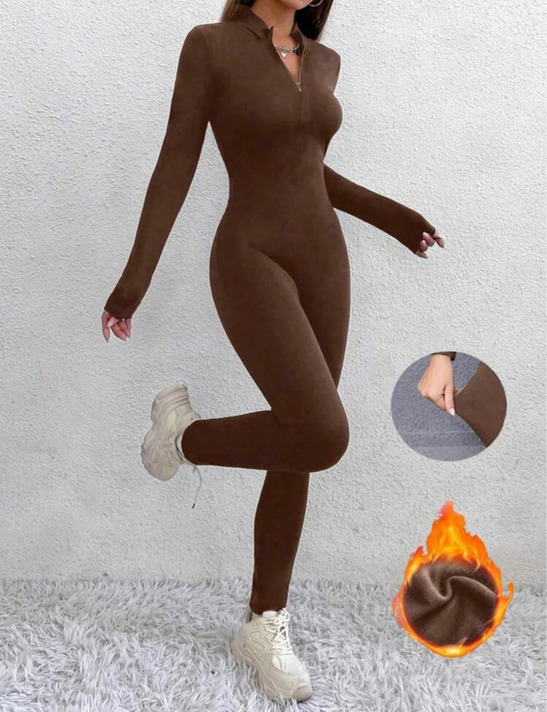 Brown Fleece-Lined Bodysuit