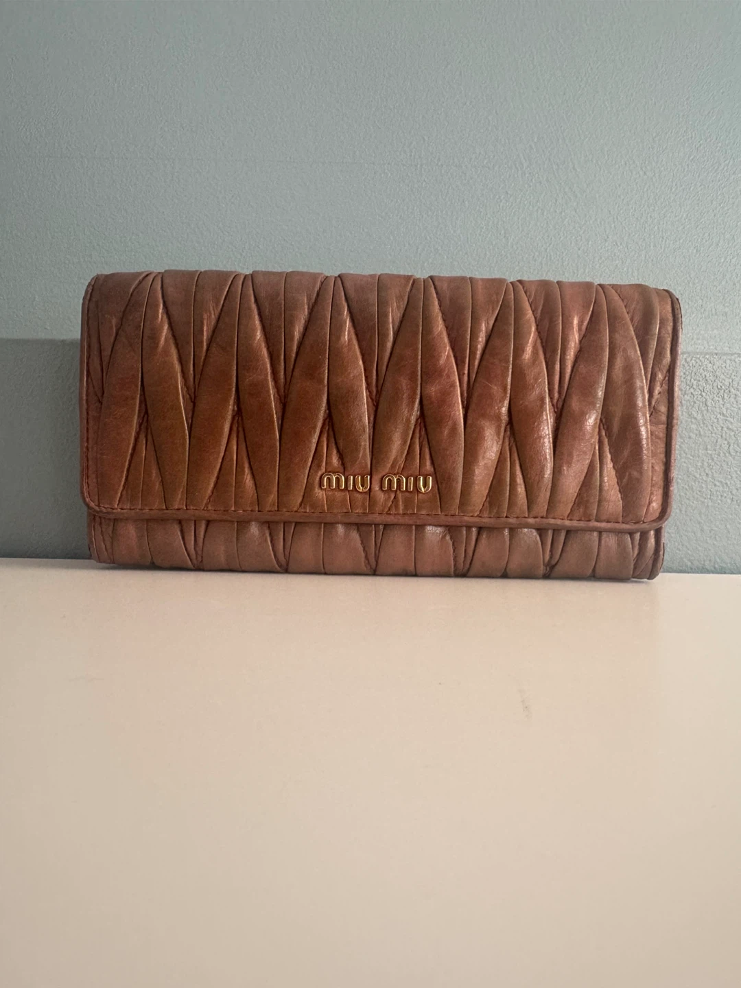 Miu Miu Quilted Leather Wallet - Brown