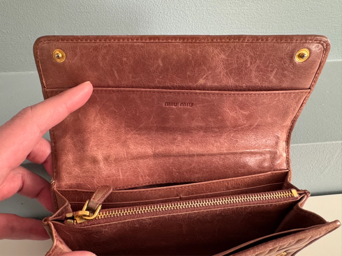Miu Miu Quilted Leather Wallet - Brown - photo 5