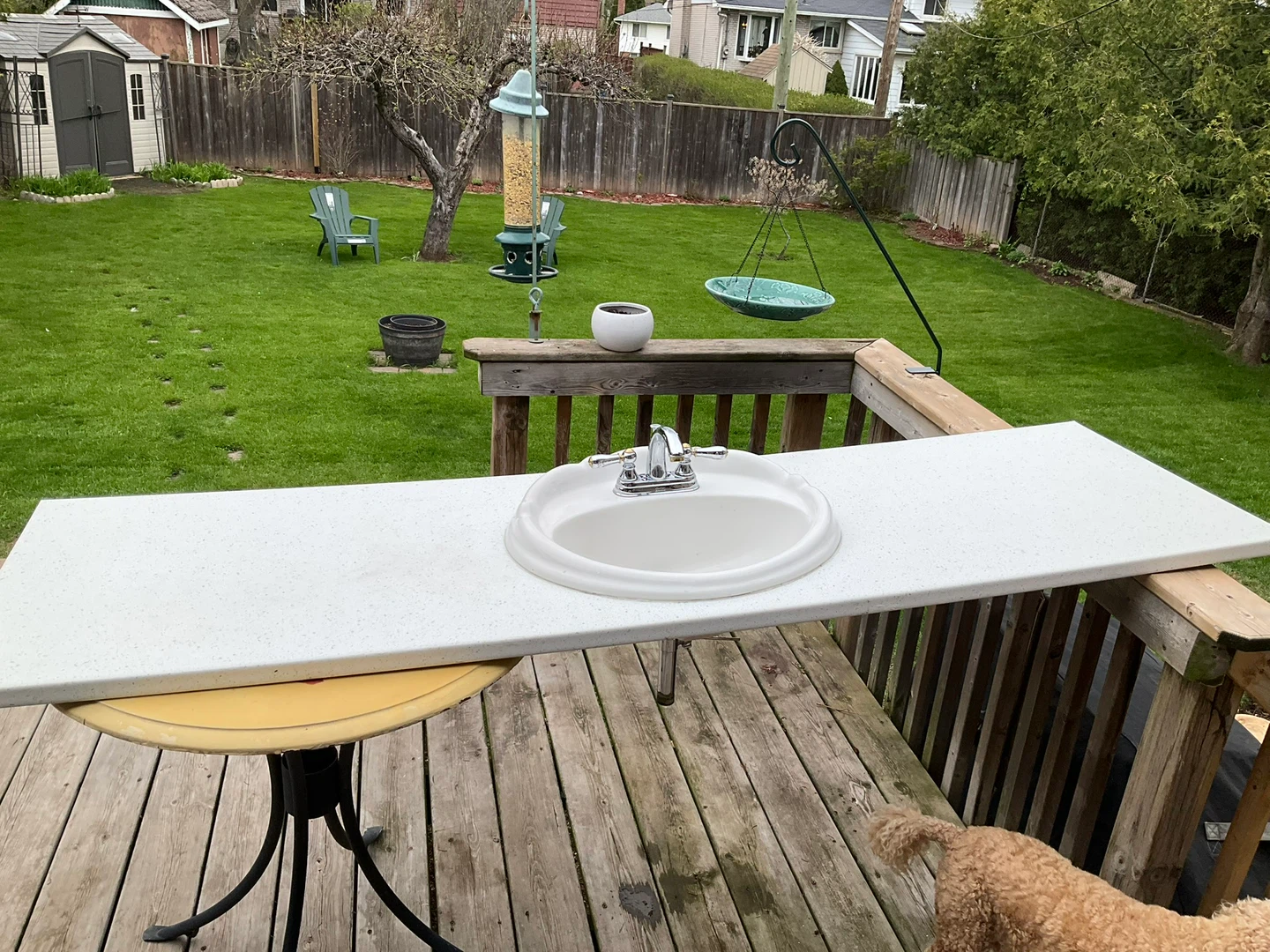 White Speckled Countertop with Sink