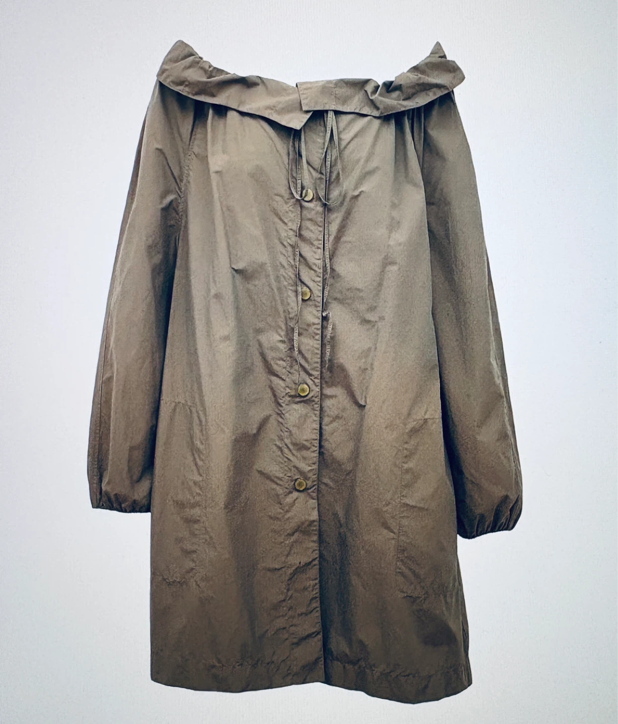 Lanvin olive green / brown  nylon oversized rain jacket