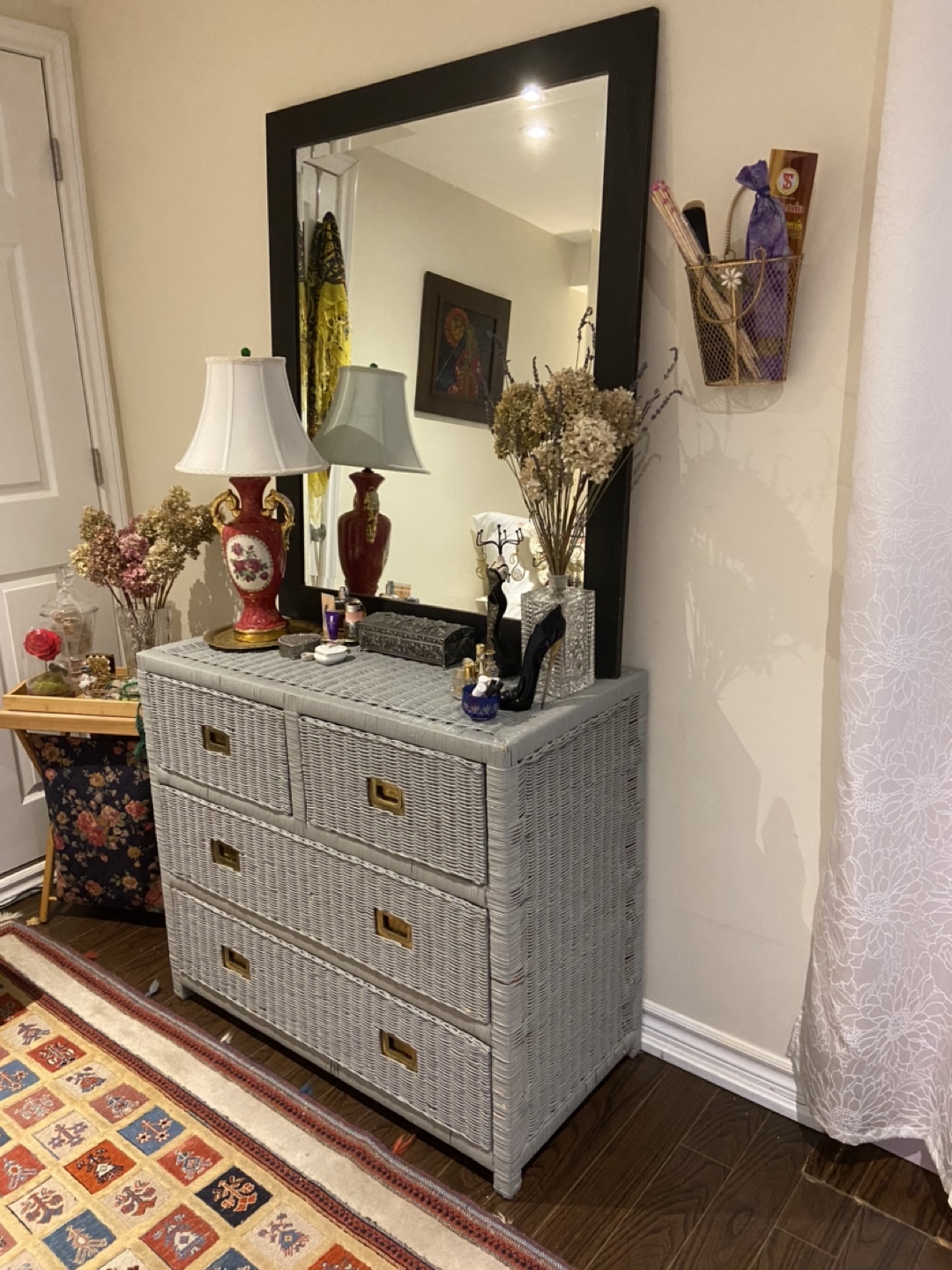 Grey Wicker Dresser with 6 Drawers & nightstand - photo 3