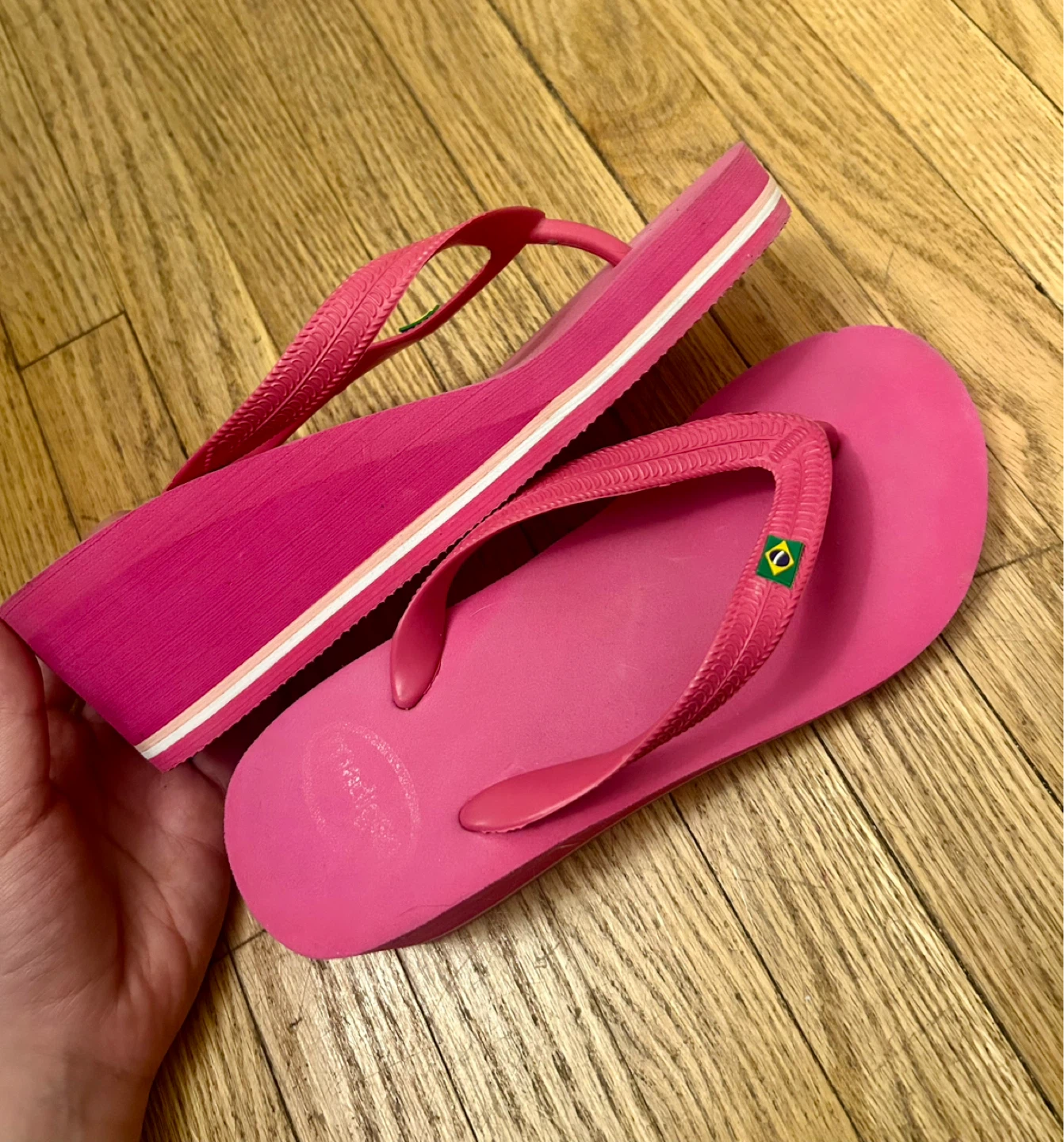 Madigan Pink Platform Heel Flip Flops Size 7 - photo 4