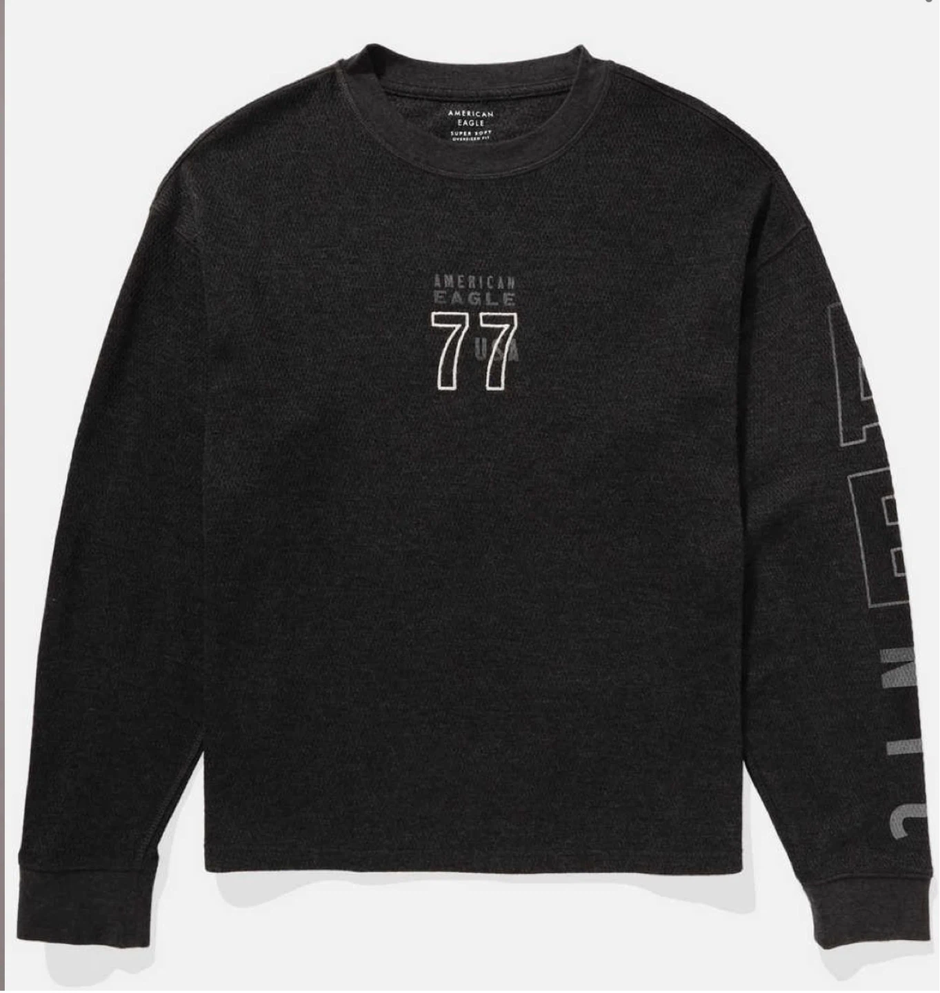 AE Oversized Long-Sleeve Elevated Logo Graphic Thermal T-Shirt