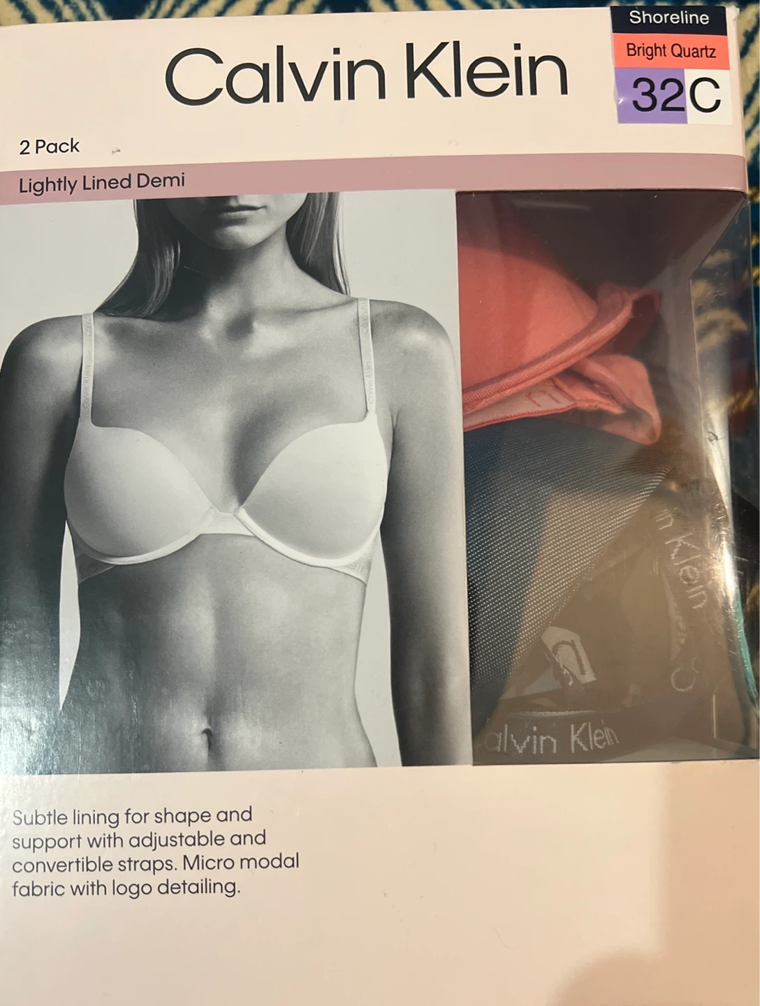 Calvin Klein 2 Pack Lightly Lined Demi Bras 32C