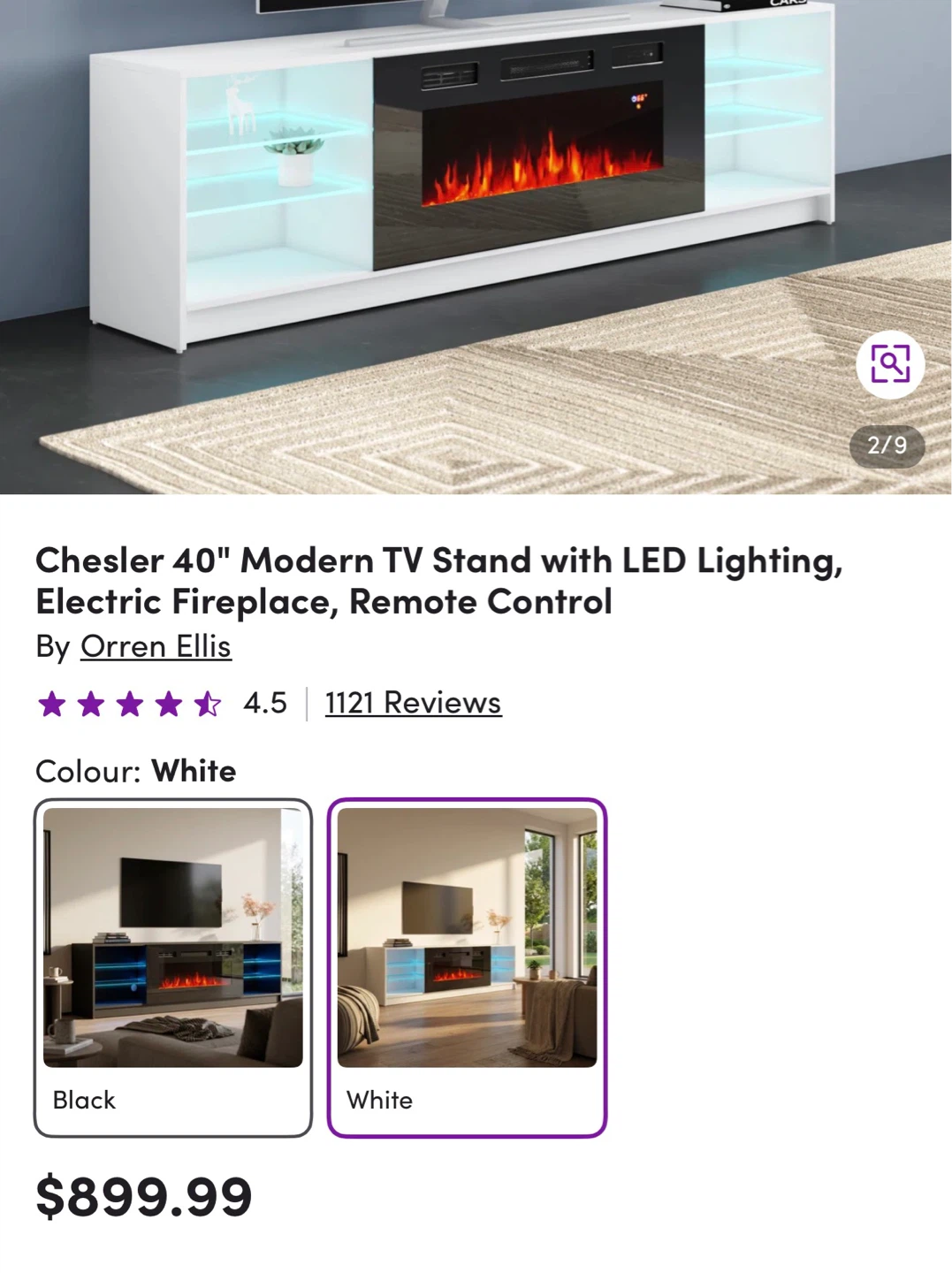 Chesler 40" Modern TV Stand with Electric Fireplace - photo 3
