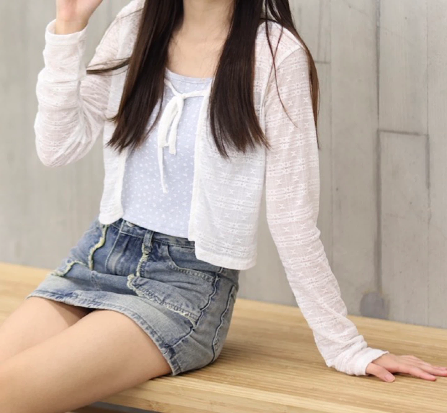 (XXS) Cardigan and Blue Tank Top Set