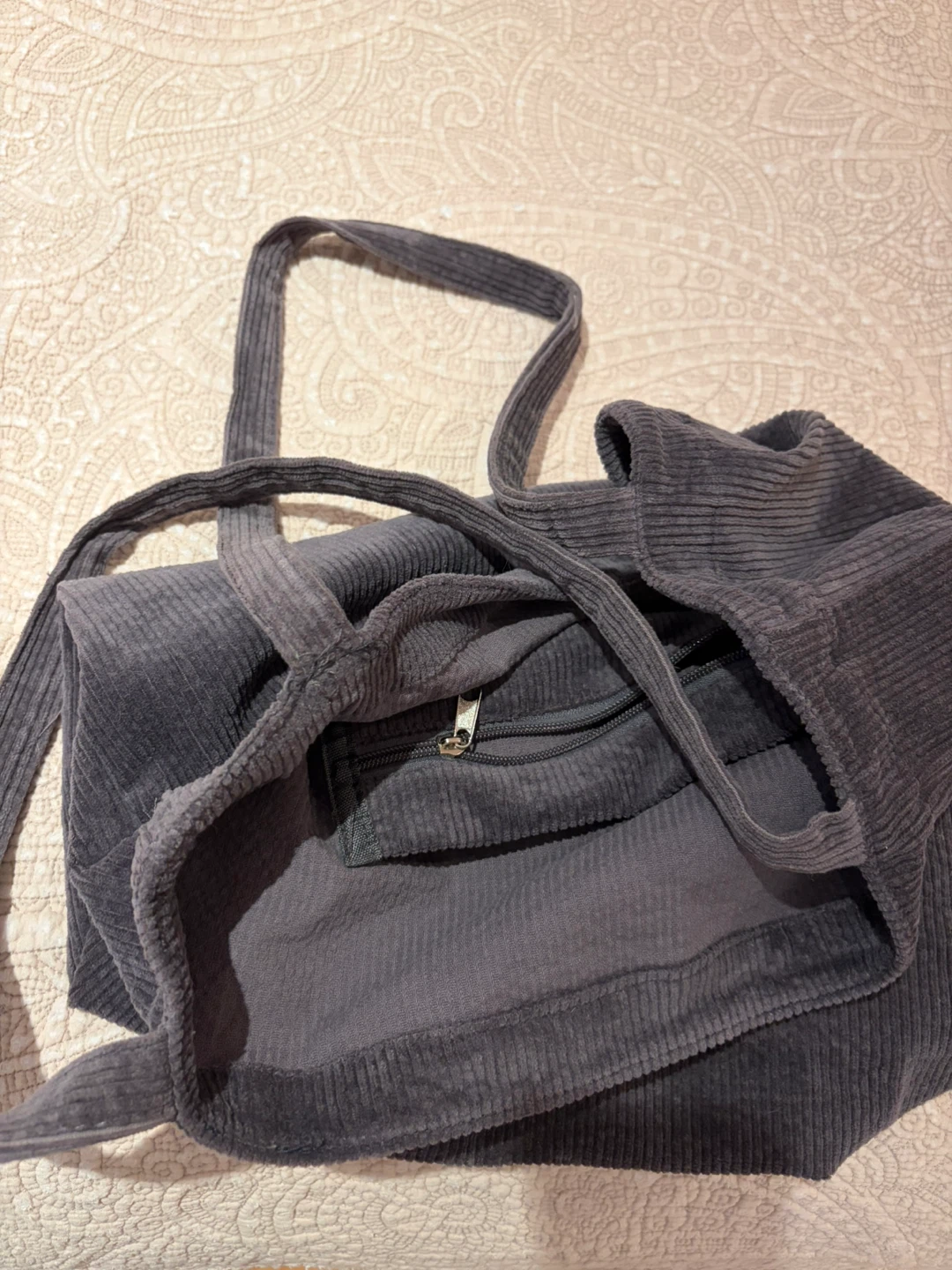 Dark Grey Corduroy Tote Bag - photo 4