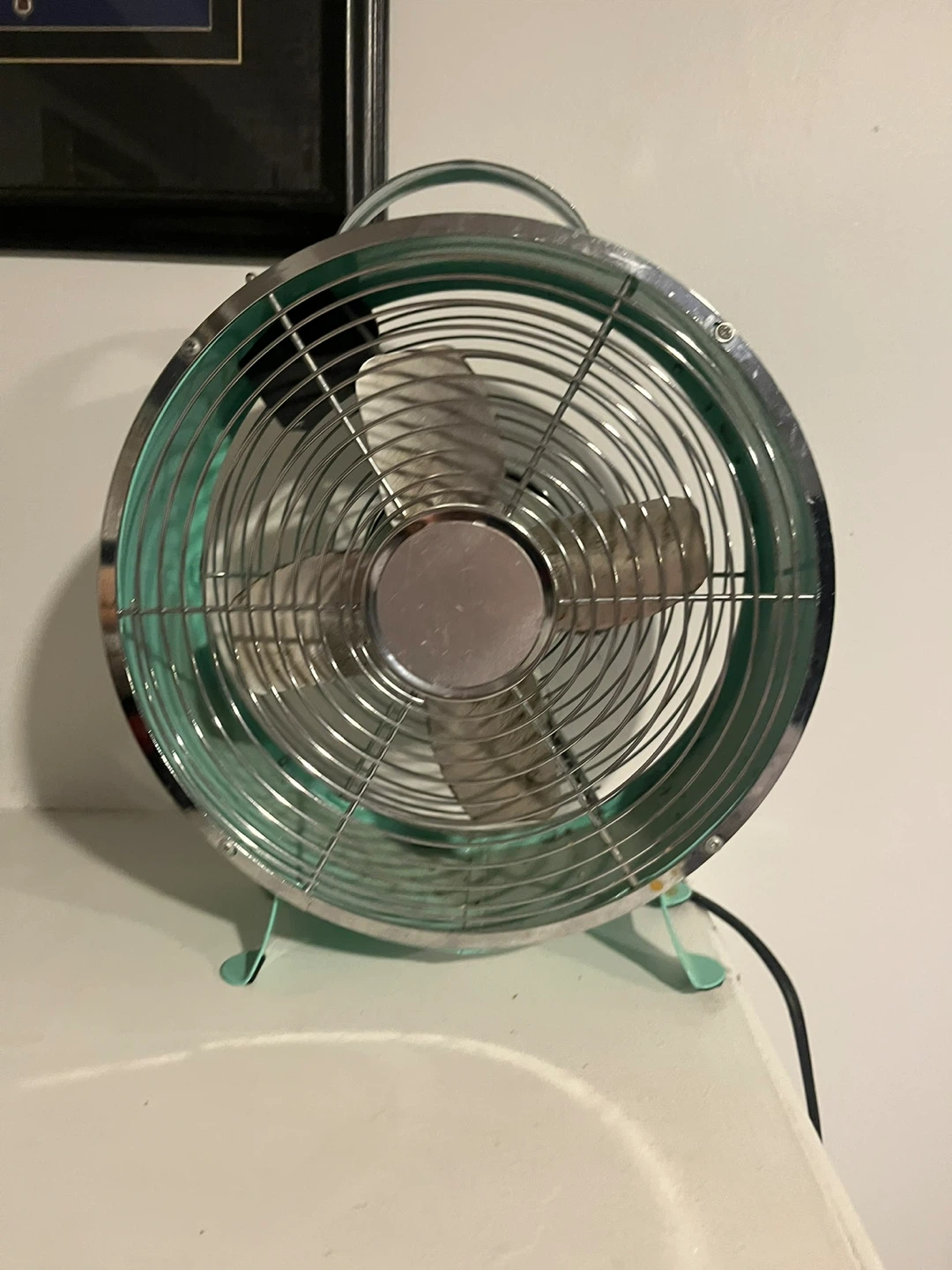 Vintage Style Teal Desk Fan