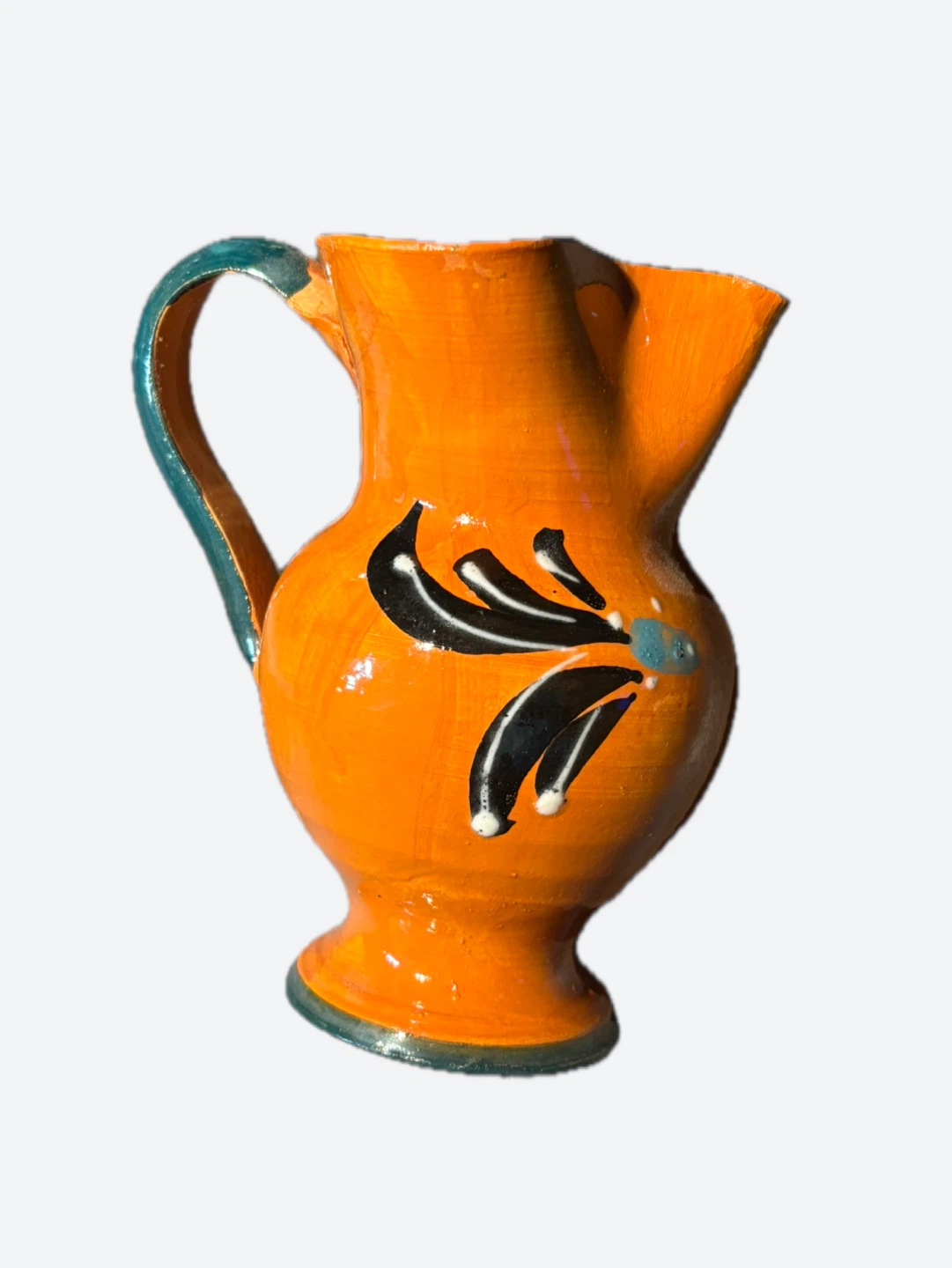 Italian Ceramic Pitcher with Painted Design