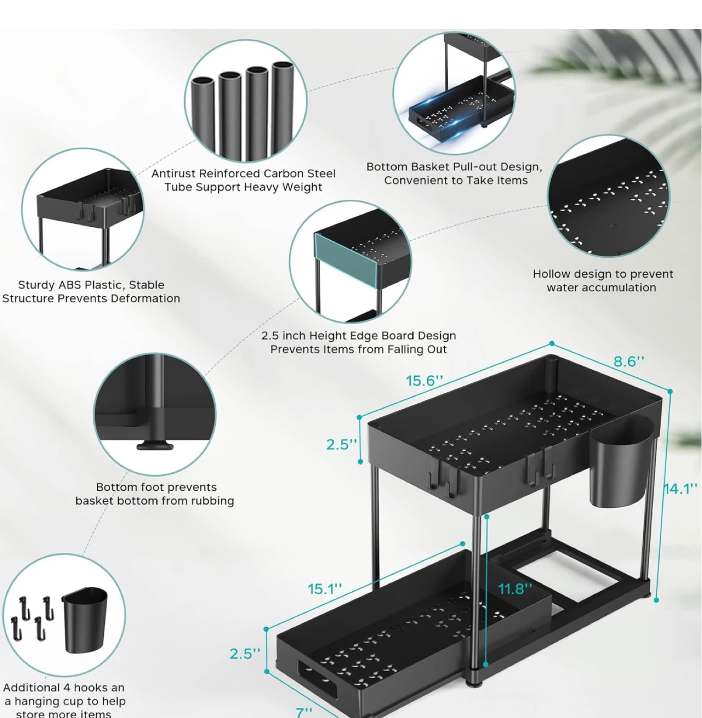 Kjfeoiye 2 Pack Under Sink Organizers and Storage - photo 4