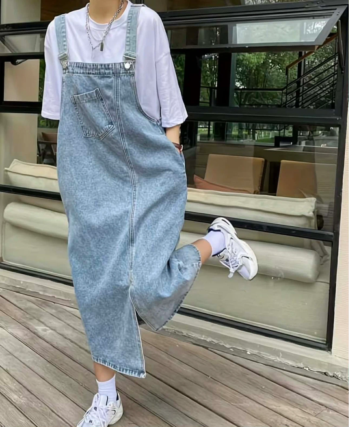 Denim Pinafore Dress - photo 4