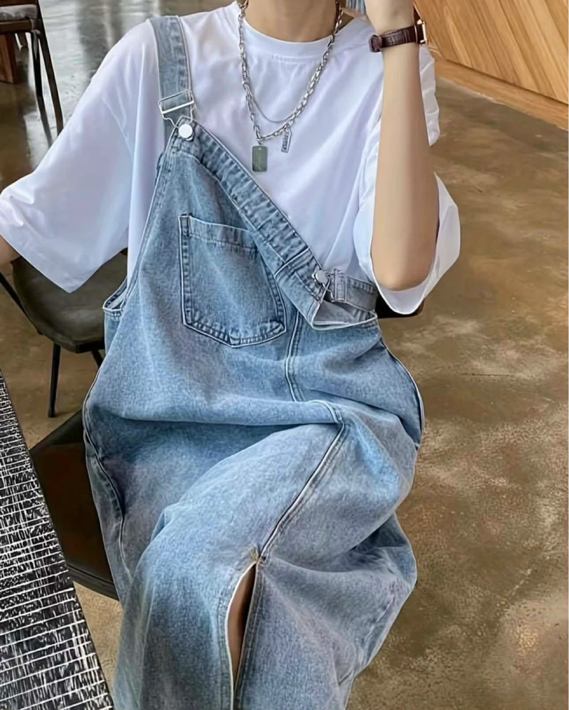 Denim Pinafore Dress - photo 5
