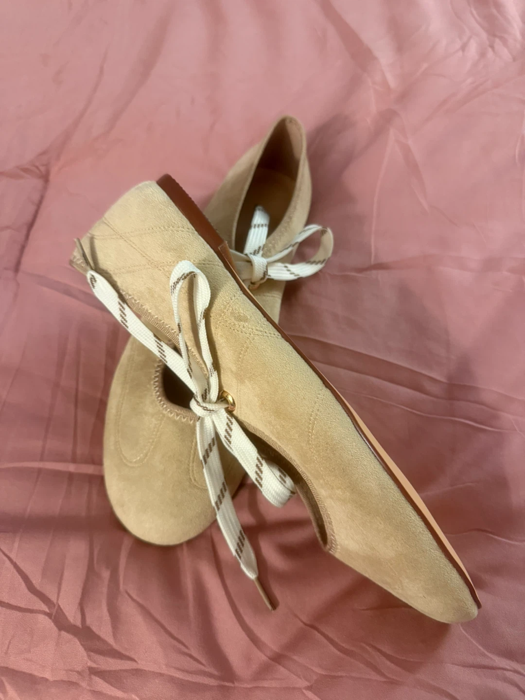 Women's Ballet Flats - Suede - Beige - photo 2