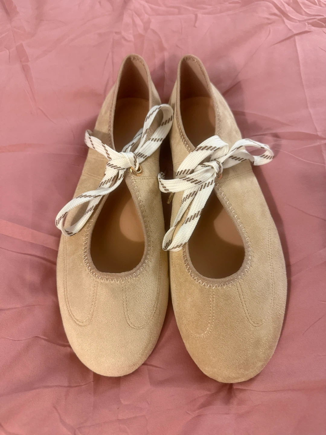 Women's Ballet Flats - Suede - Beige