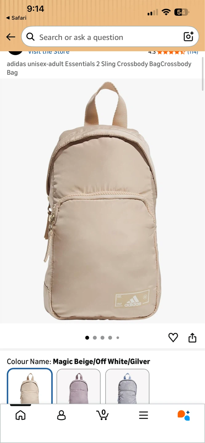 NEW! Adidas Essentials 2 Sling Crossbody Bag - Magic Beige