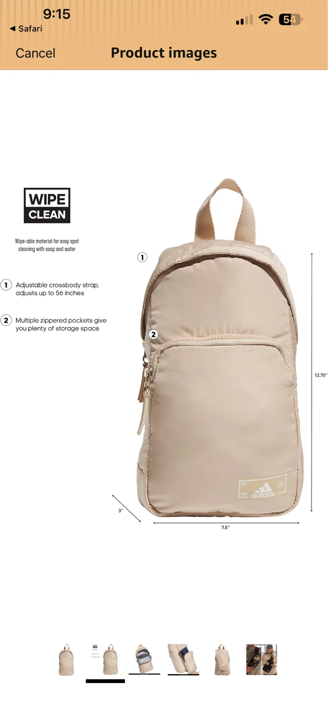 NEW! Adidas Essentials 2 Sling Crossbody Bag - Magic Beige - photo 4