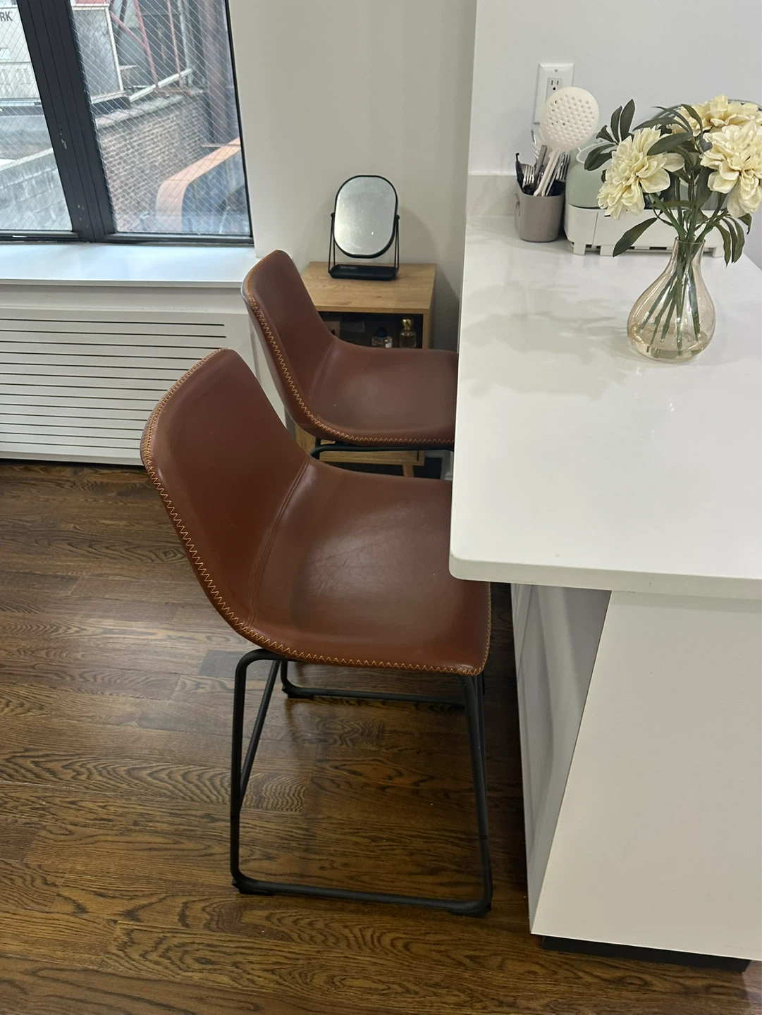 Set of 2 Faux Leather Bar Stools 26 inch - photo 2