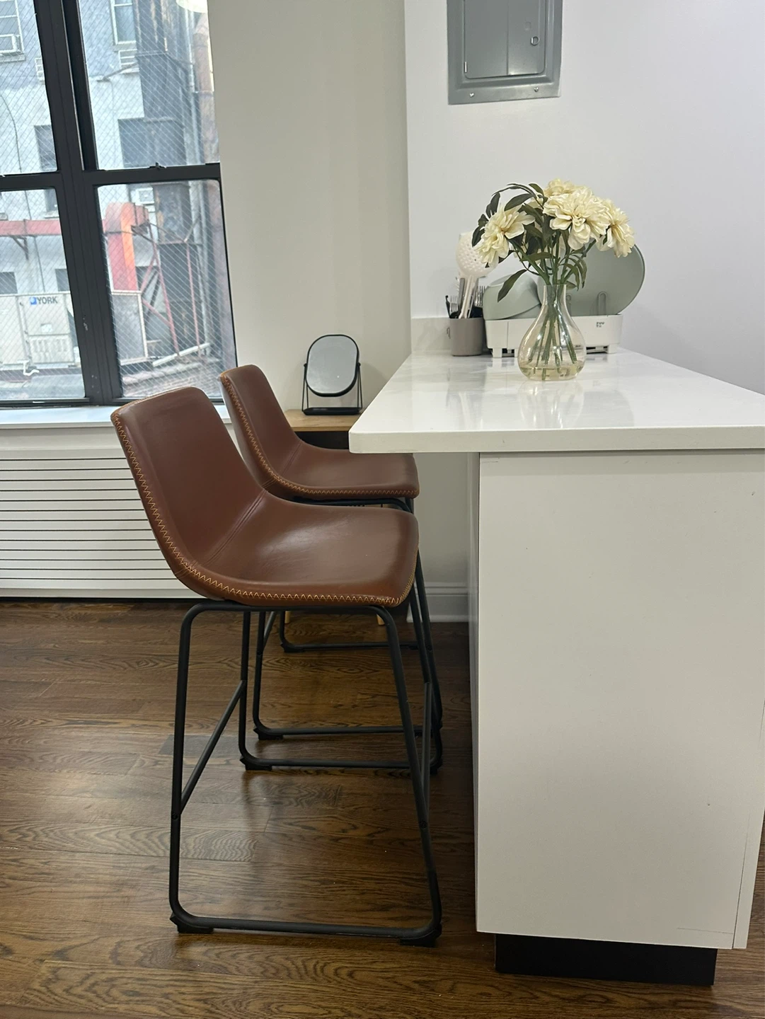 Set of 2 Faux Leather Bar Stools 26 inch