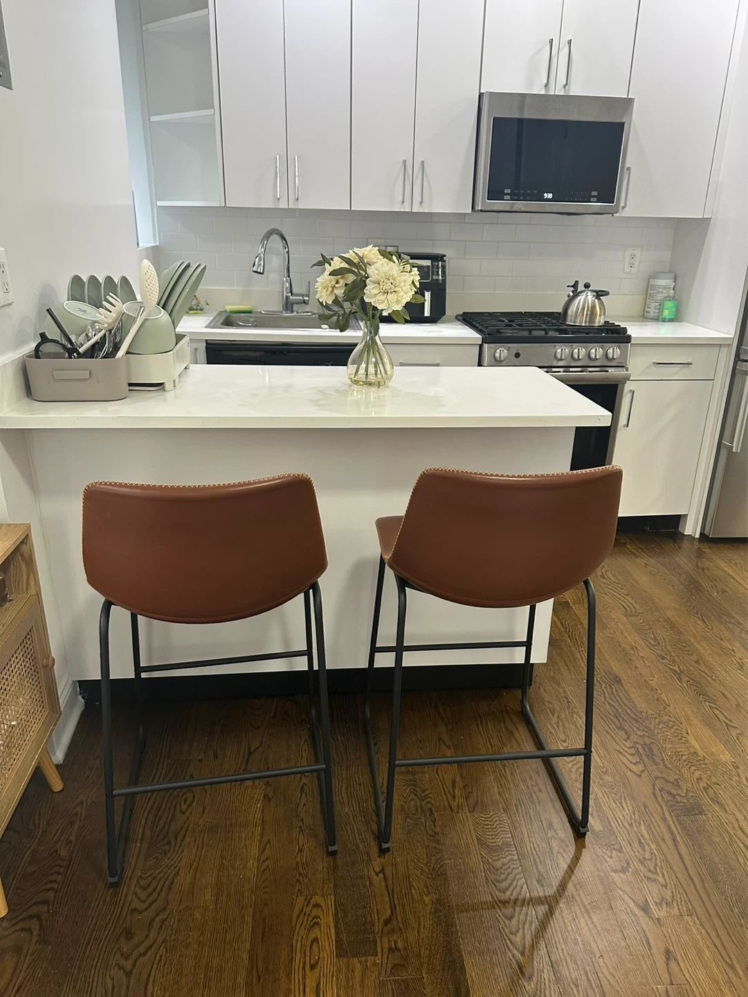 Set of 2 Faux Leather Bar Stools 26 inch - photo 3