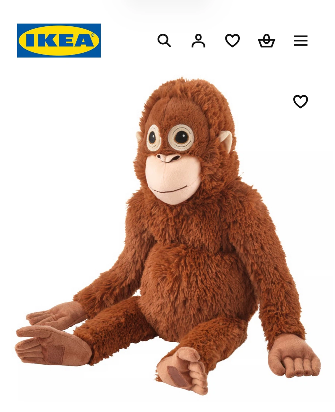 IKEA DJUNGELSKOG Orangutan Plush Viral Punch Monkey Toy - BNWT