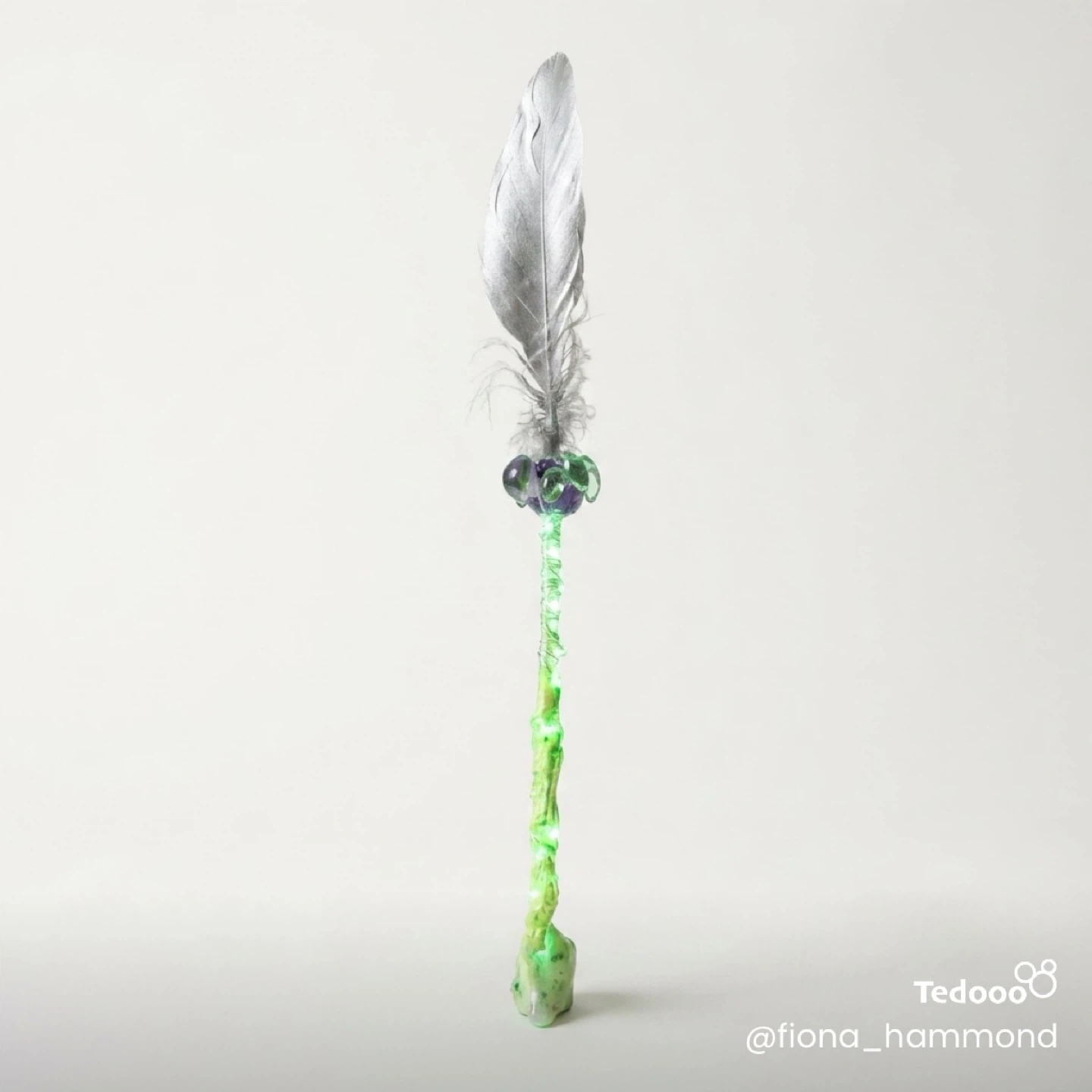 Handmade Feather Wand with Crystal Accents - photo 3