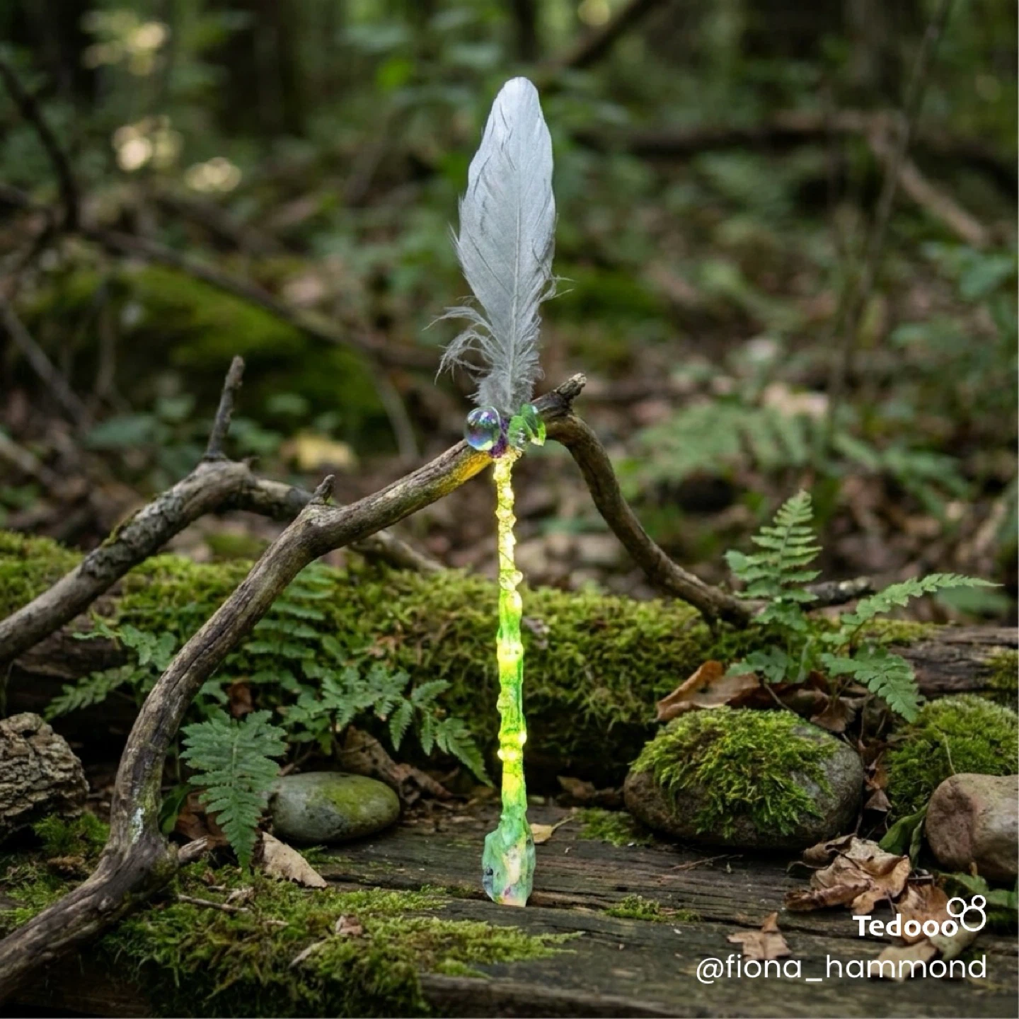 Handmade Feather Wand with Crystal Accents - photo 2