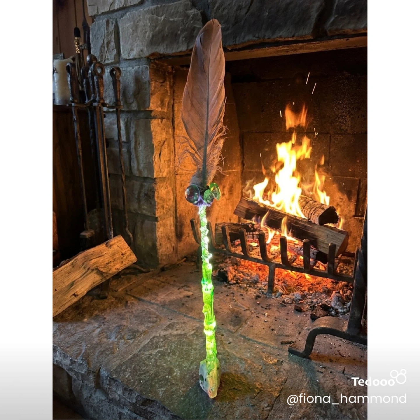 Handmade Feather Wand with Crystal Accents
