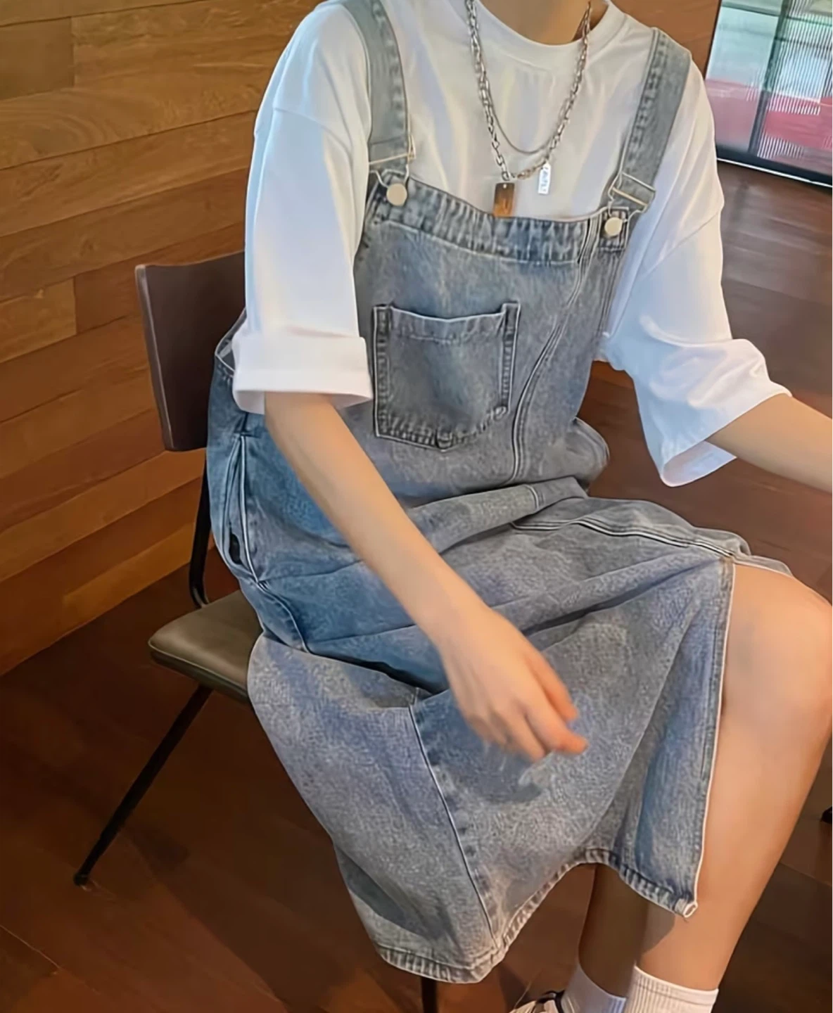 Women's Denim Pinafore Dress - photo 3
