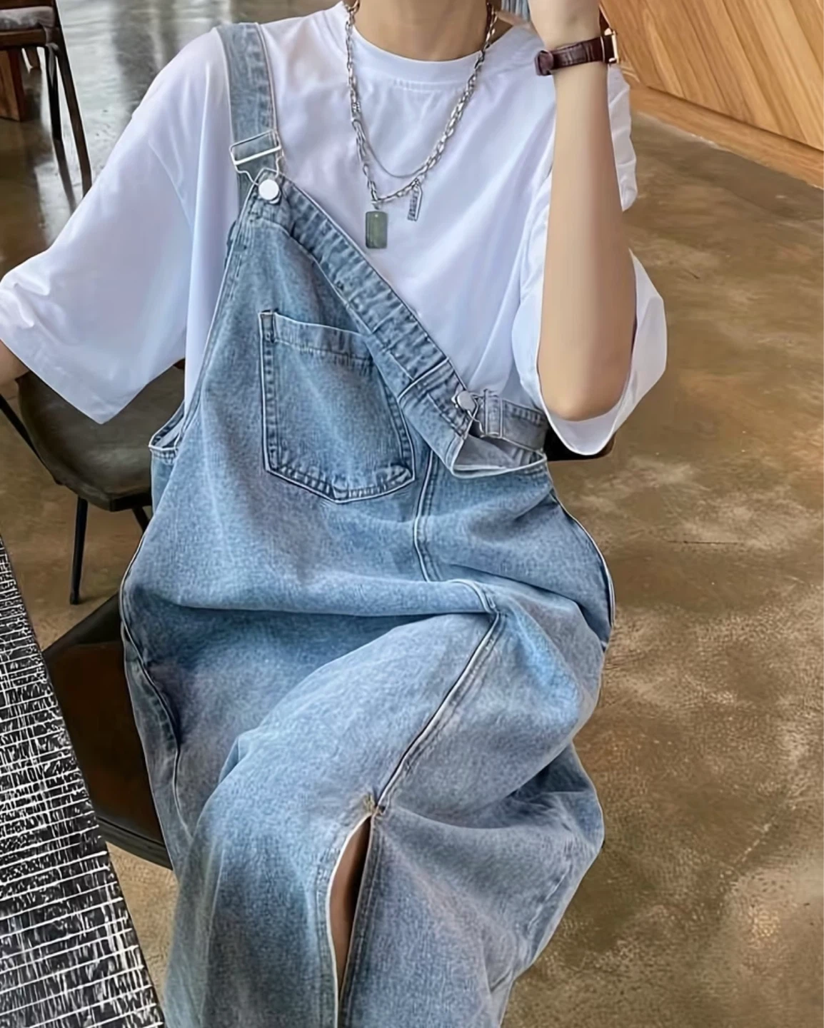 Women's Denim Pinafore Dress - photo 4