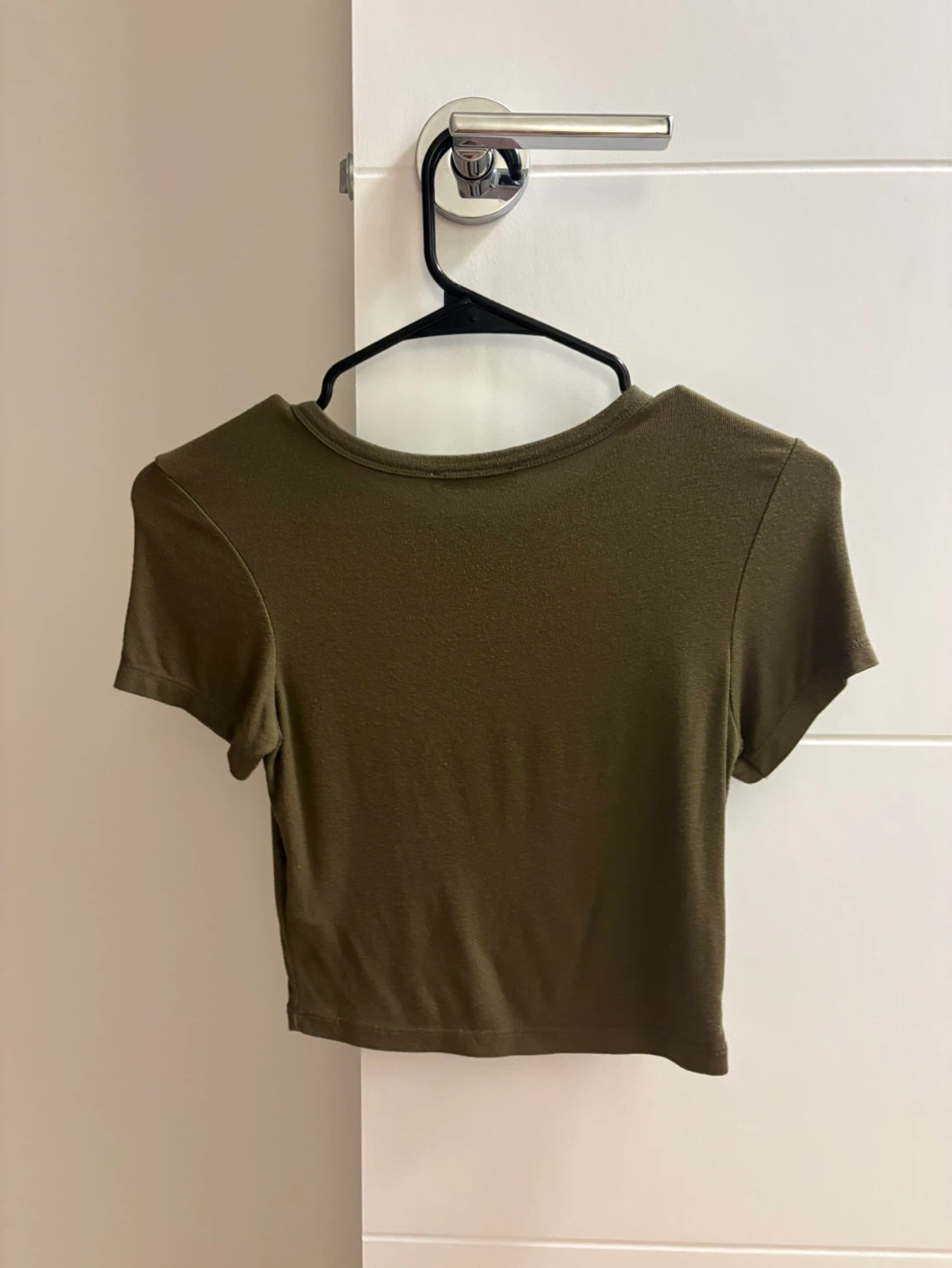 Zara Cropped T-Shirt - Olive Green, Size S - photo 2