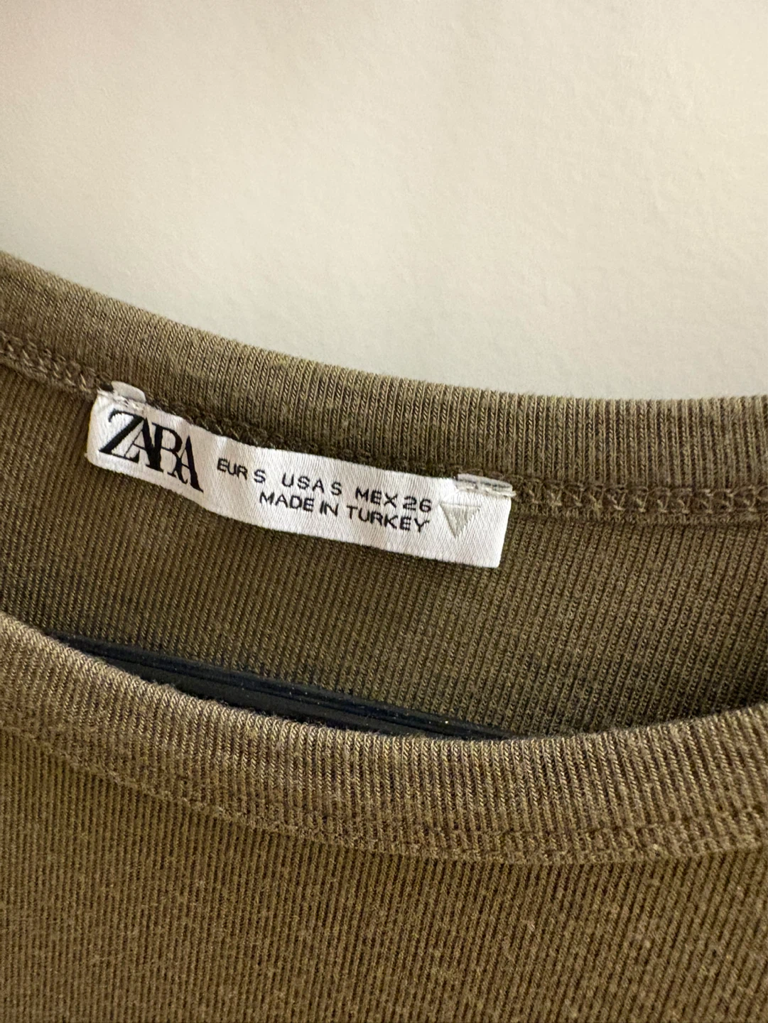 Zara Cropped T-Shirt - Olive Green, Size S - photo 3