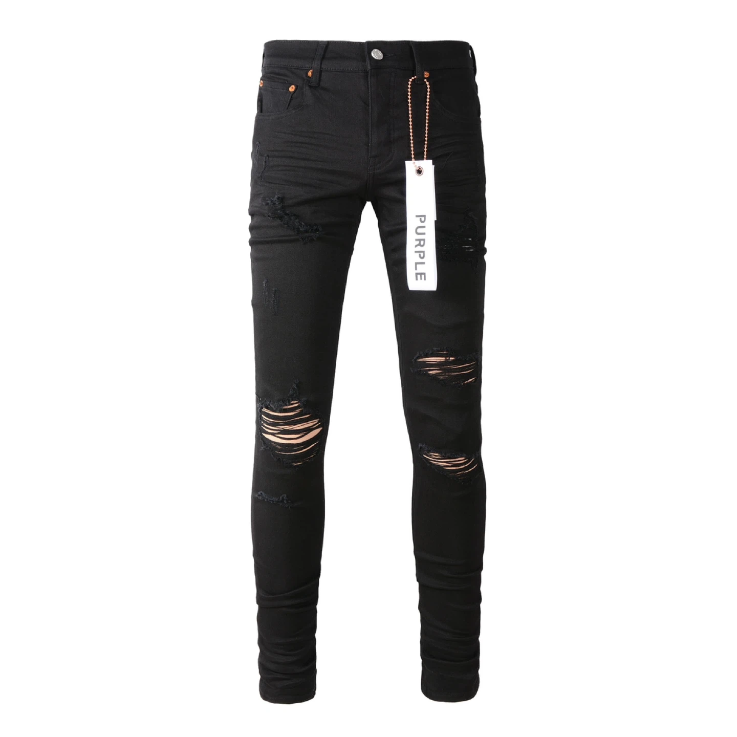 Purple Brand Black Distressed Skinny Jeans