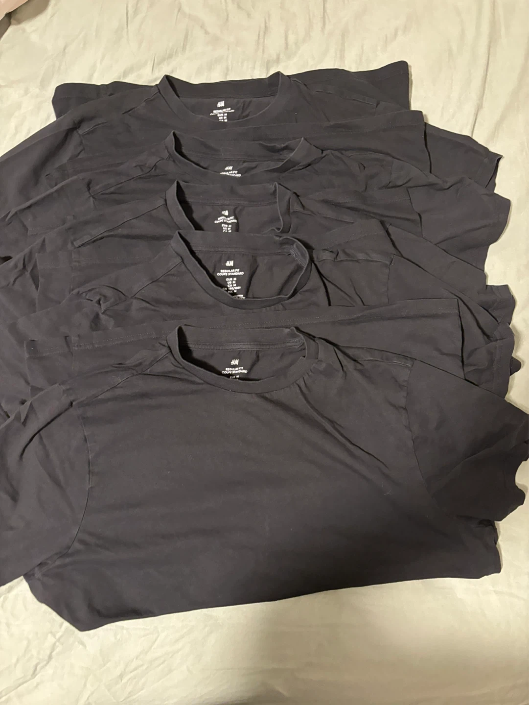 H&M Black T-Shirts - Pack of 5 - Size M