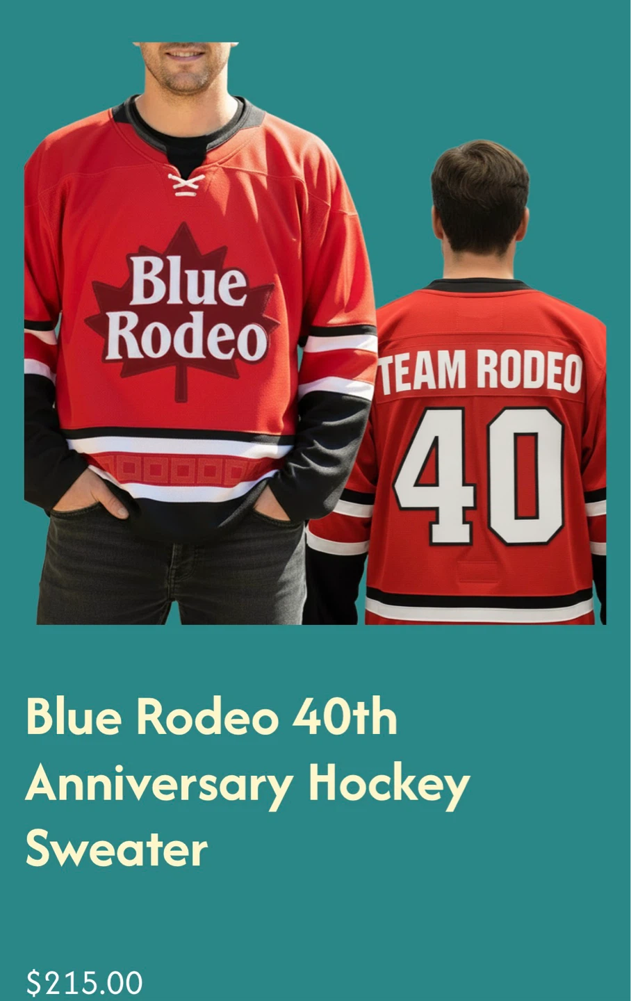 🌱 Blue Rodeo 40th Anniversary Hockey Jersey Size Large - photo 3