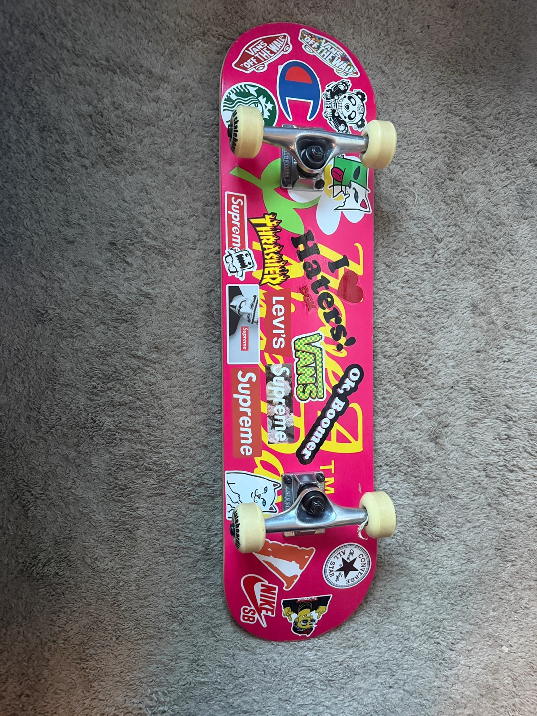 Pink Skateboard with Stickers - photo 2
