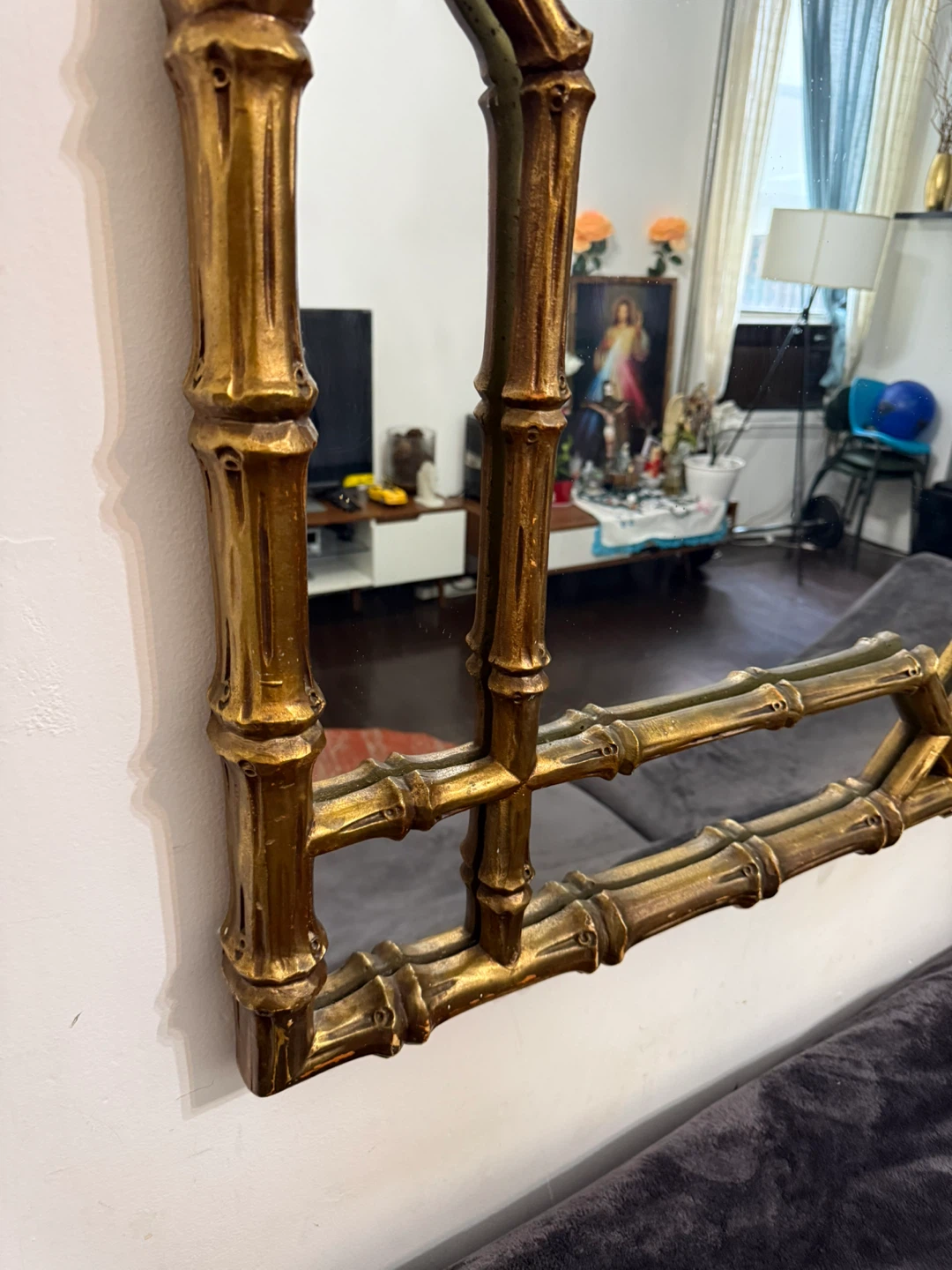 Vintage, Huge Mirror, Faux Bamboo Frame - photo 3