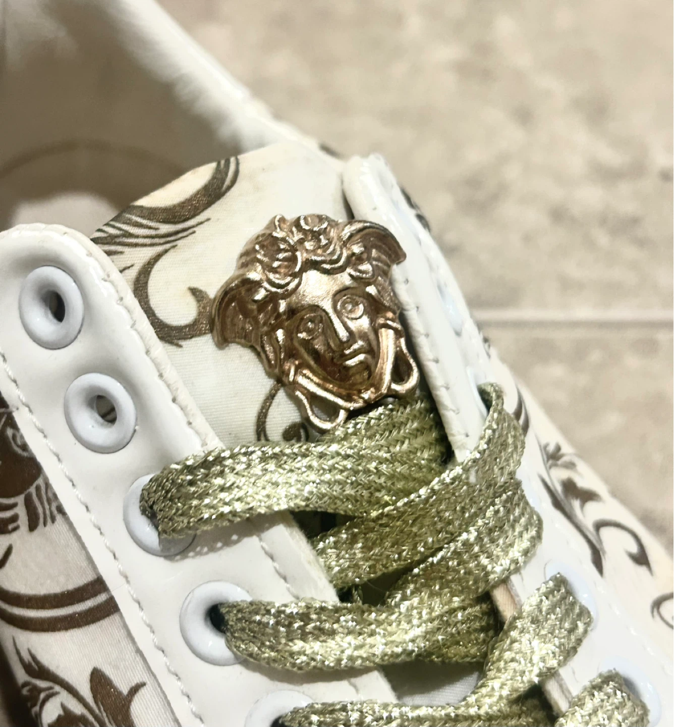 Versace White & Gold Medusa Sneakers - Size 8 - photo 3