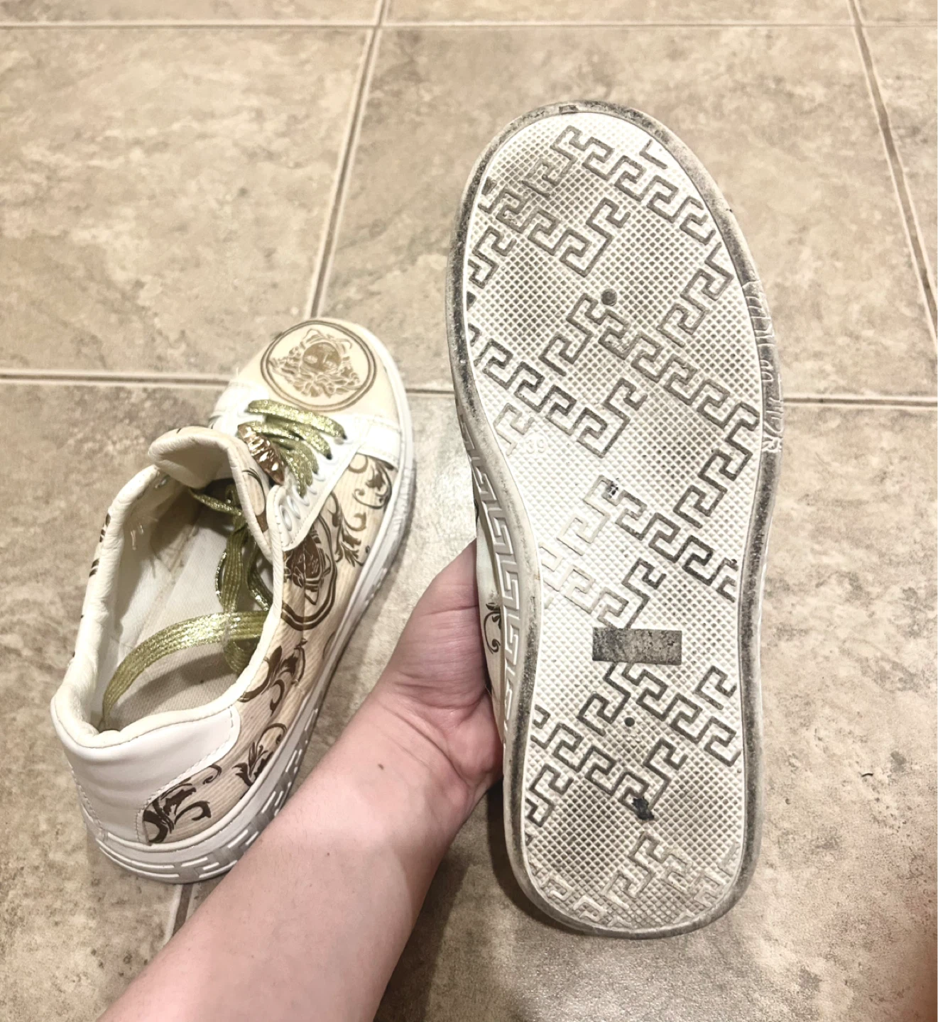 Versace White & Gold Medusa Sneakers - Size 8 - photo 4