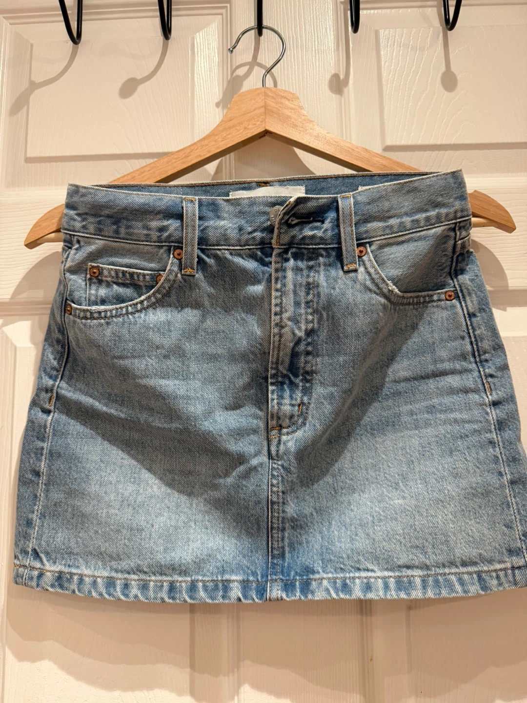 Denim Forum Light Wash Denim Mini Skirt