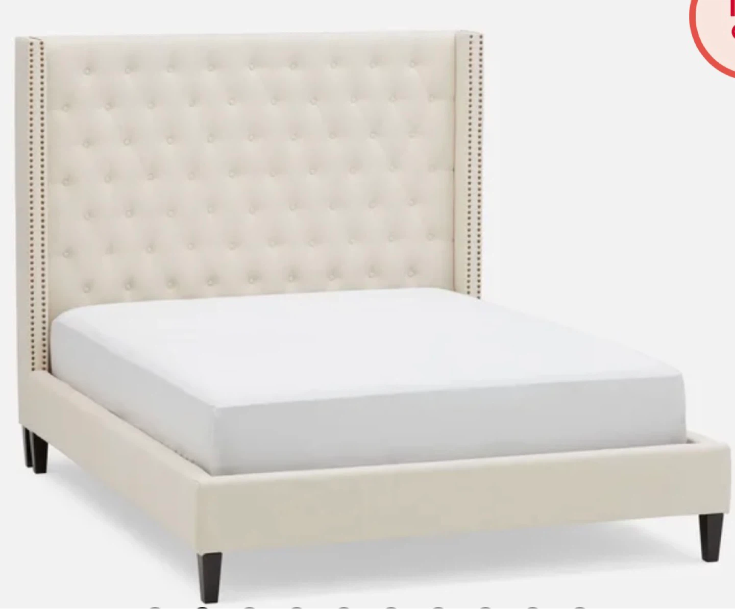 Tufted Upholstered Bed Frame with Nailhead Trim - photo 2