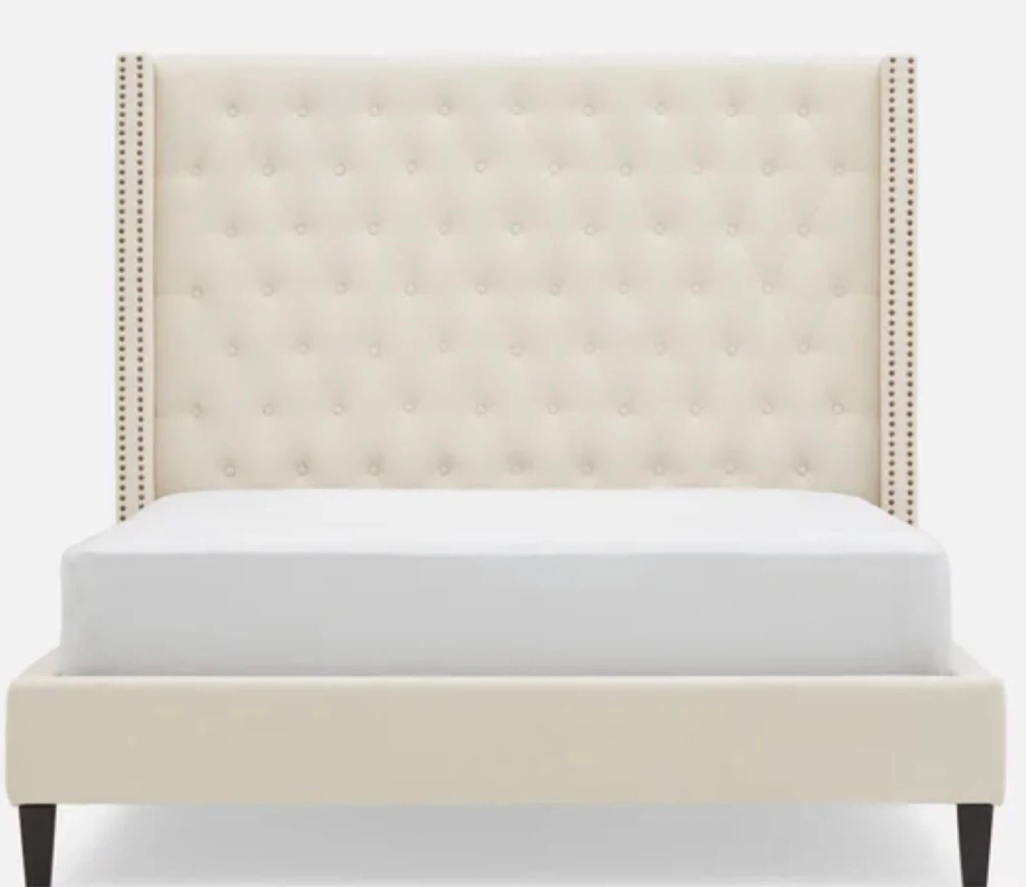 Tufted Upholstered Bed Frame with Nailhead Trim
