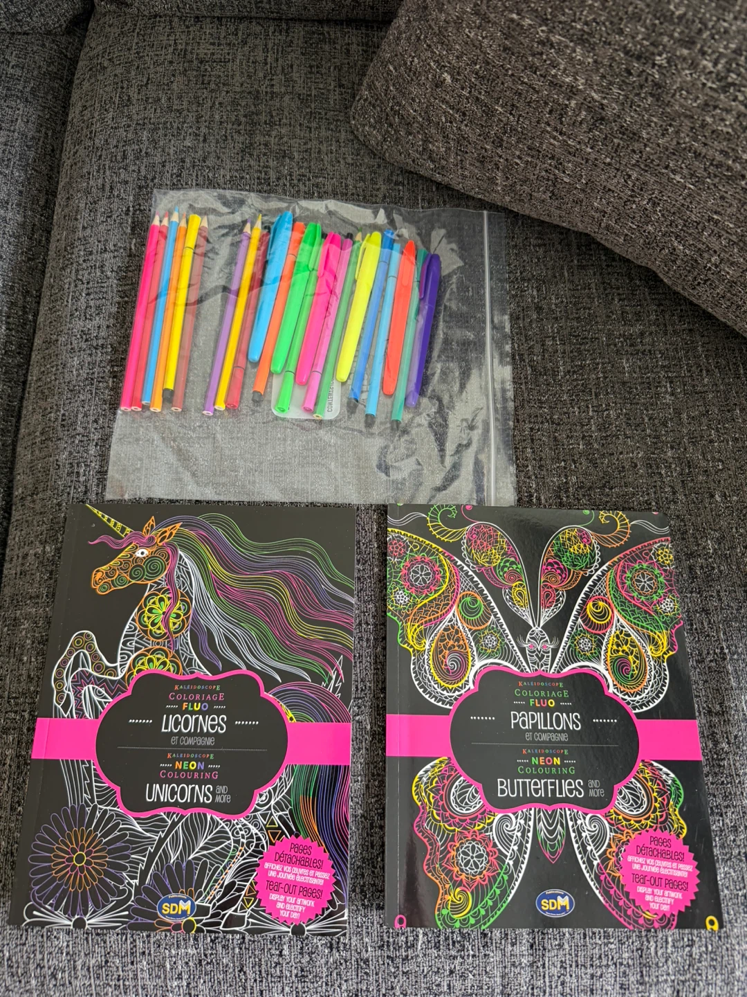 Barely Used Colouring Books with Pencils and Markets