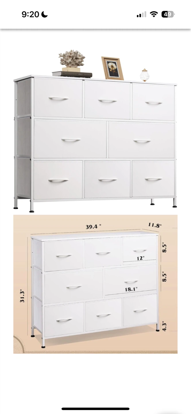 White 9-Drawer Fabric Dresser Storage Unit - photo 2