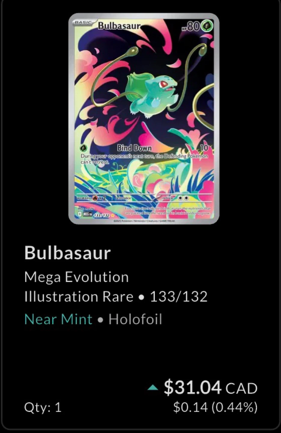 Pokemon Bulbasaur Mega Evolution Illustration Rare Holofoil Card - photo 3